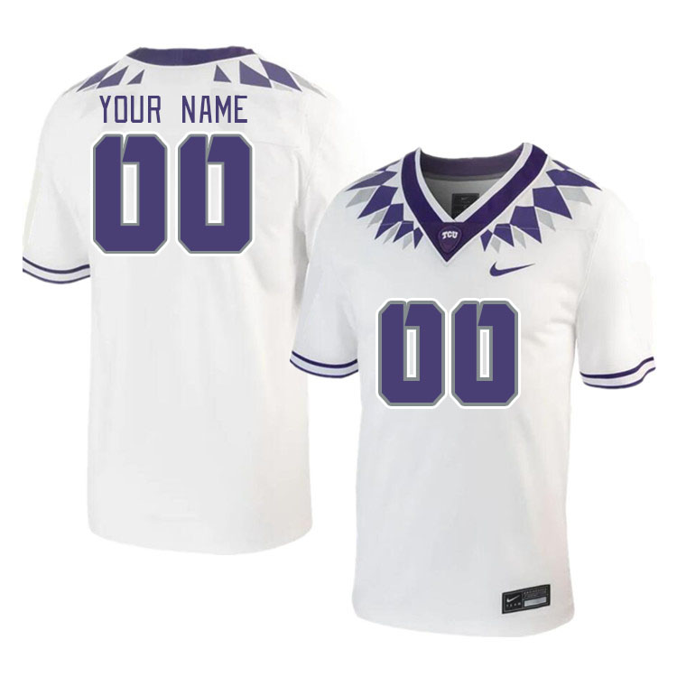 Custom TCU Horned Frogs Name And Number College Football Jersey Stitched-White - Click Image to Close